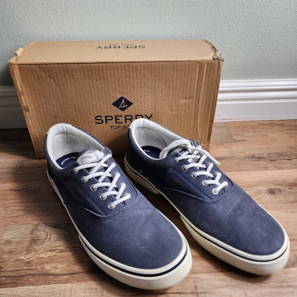 Men's Sperry Halyard CVO Sneaker Washed Navy Size 12 - Picture 2 of 11